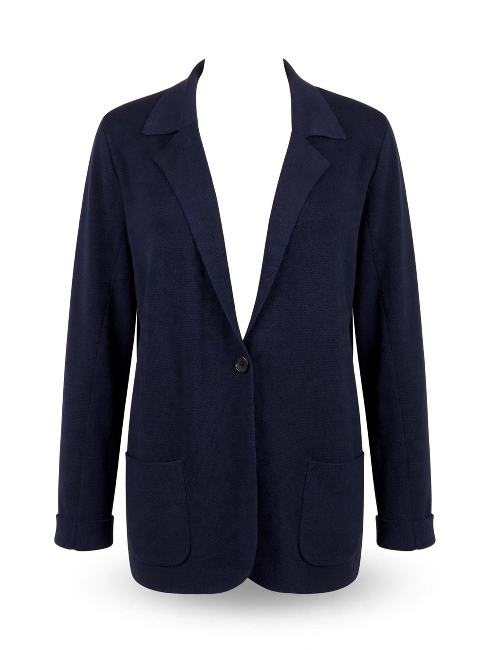 Eileen Fisher XL 100 percent Wool Navy Single-Button Blazer Jacket
